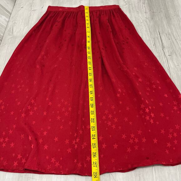 Handmade Red Flowy Star Graphic Midi Pleated 4th Of July Lightweight Skirt - Picture 8 of 8